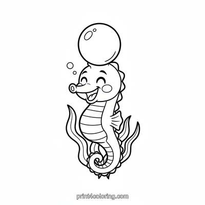 The Giggling Seahorse's Bubble Hat - free printable coloring page