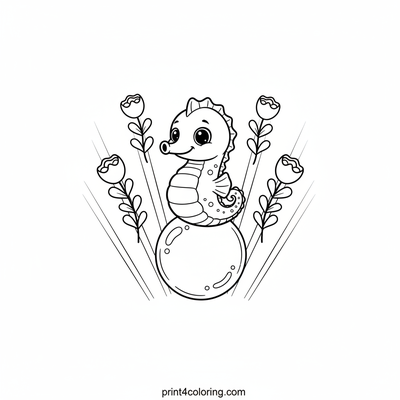 Sparkling Seahorse's Magical Bubble Journey - free printable coloring page
