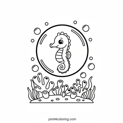 Seahorse's Magical Bubble Ride - free printable coloring page