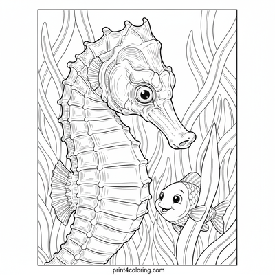 Majestic Seahorse's Kelp Forest Discovery - free printable coloring page