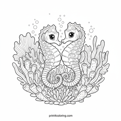 Seahorse Serenity: A Family's Coral Embrace