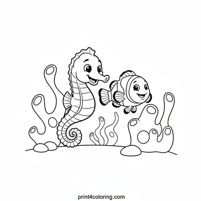 Seahorse & Clownfish Reef Race! - free printable coloring page
