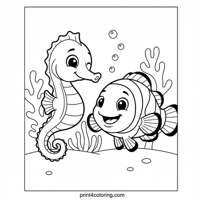 Seahorse & Clownfish Reef Race - free printable coloring page