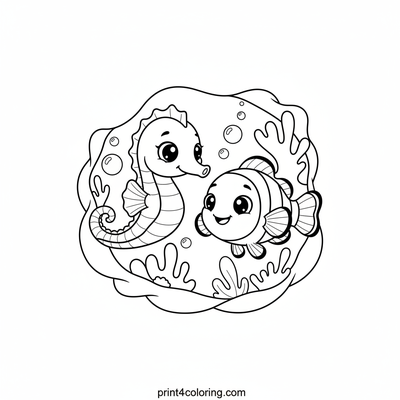 Seahorse's Friendly Reef Race - free printable coloring page