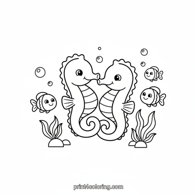 Graceful Seahorse Swirl - free printable coloring page