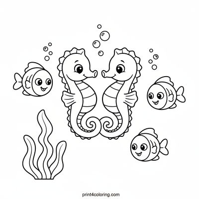 Seahorse Swirl Dance - free printable coloring page