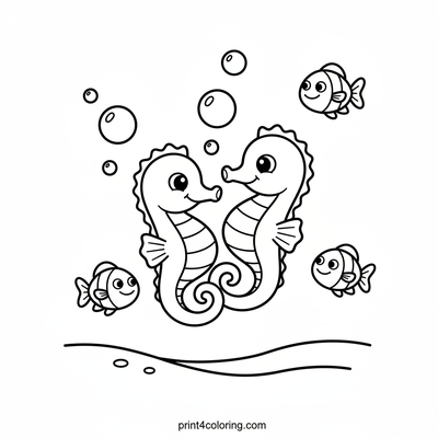 Seahorse Swirl Dance: An Underwater Ballet - free printable coloring page