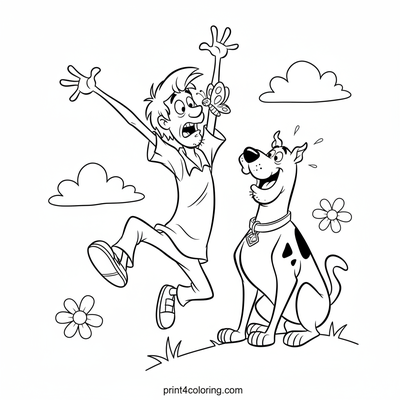 Shaggy's Silly Butterfly Surprise - free printable coloring page
