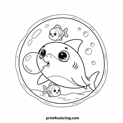 Shark's Bubble Trouble: A Wobbly Surprise! - free printable coloring page