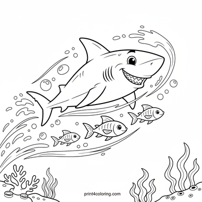 Speedy Shark Ocean Race! - free printable coloring page
