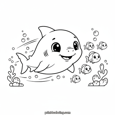 Speedy Shark's Ocean Dash - free printable coloring page