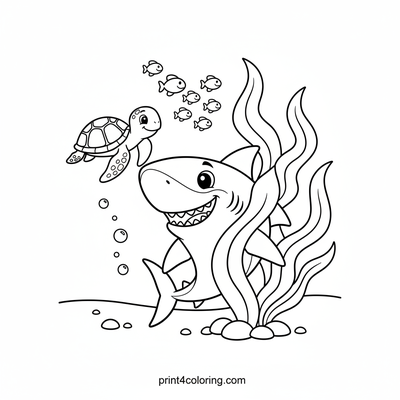 Playful Shark's Underwater Hide-and-Seek Adventure - free printable coloring page