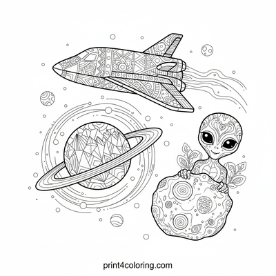Crystalline Cosmos Adventure - free printable coloring page