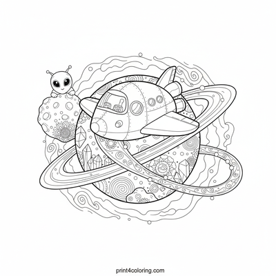 Shuttle's Sparkling Planet Journey - free printable coloring page