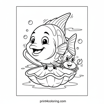 Playful Angelfish and Crab Hide-and-Seek - free printable coloring page