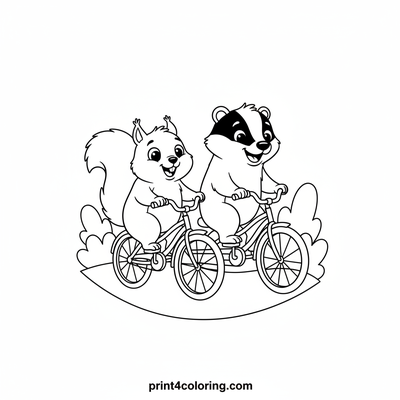 The Wobbly Woodland Tandem Adventure - free printable coloring page