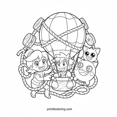 Team Rocket's Topsy-Turvy Balloon Bash! - free printable coloring page