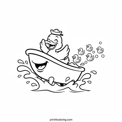 The Giggling Duck's Bathtub Regatta - free printable coloring page