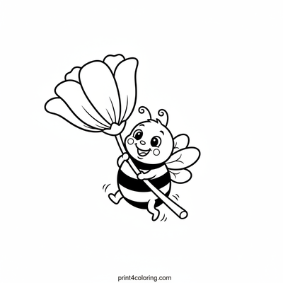 Wobbly Bee's Big Bloom Adventure - free printable coloring page