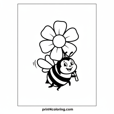 Silly Bee's Giant Flower Adventure - free printable coloring page