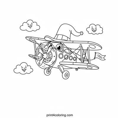 The Wobbly Propeller Plane - free printable coloring page