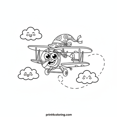 Silly Sky Pilot's Wobbly Flight - free printable coloring page