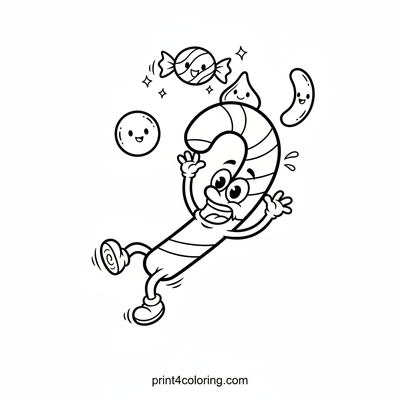 The Wobbly Candy Juggler's Sweet Mishap - free printable coloring page