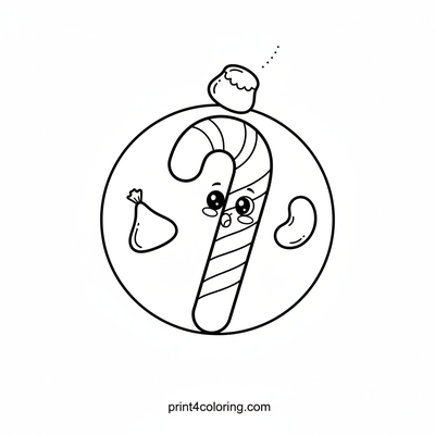 The Wobbly Candy Cane Juggler - free printable coloring page