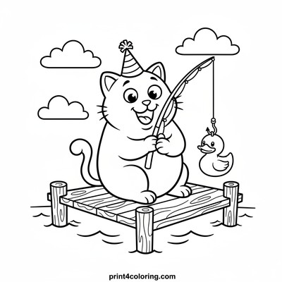 Whiskers & Quackers: A Fishing Fiasco! - free printable coloring page