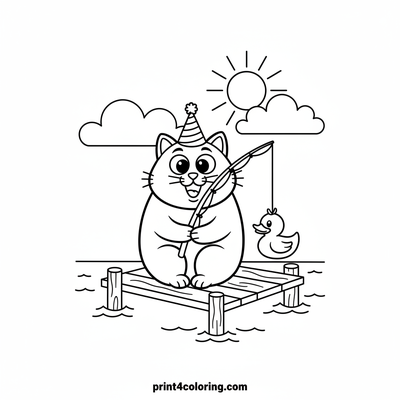 Whiskers' Wacky Catch - free printable coloring page