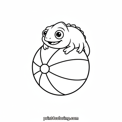 Silly Chameleon's Beach Ball Hide-and-Seek - free printable coloring page