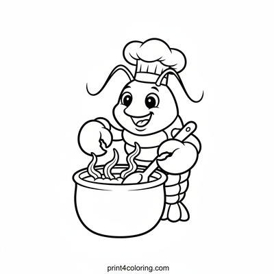 Silly Chef Lobster's Seaweed Stir - free printable coloring page