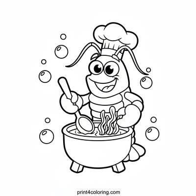 Larry the Lobster Chef's Seaweed Stew - free printable coloring page