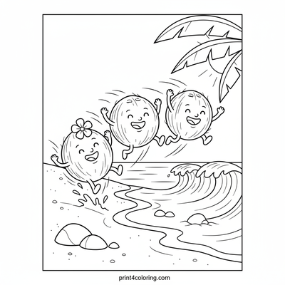 The Great Coconut Roll Race - free printable coloring page