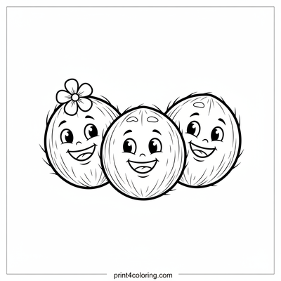 Smiling Coconut Race to the Sea - free printable coloring page