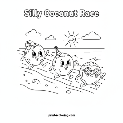 The Great Coconut Roll Race - free printable coloring page