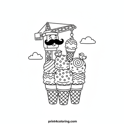 Silly Crane's Sweet Stack - free printable coloring page