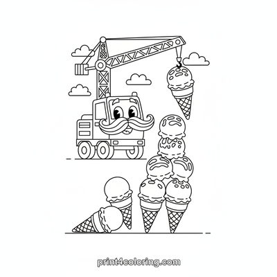 Wobbly Mustache Crane's Sweet Stack - free printable coloring page