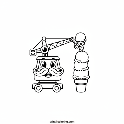 Wobbly Wonders: Crane's Ice Cream Tower - free printable coloring page