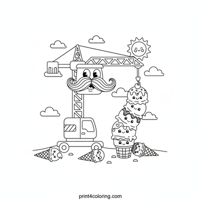 Wobbly Wonders: Crane's Ice Cream Stack! - free printable coloring page