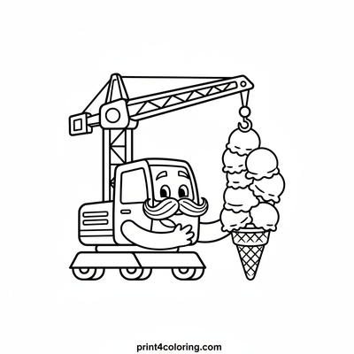 Wobbly Wonders: Crane's Ice Cream Tower - free printable coloring page