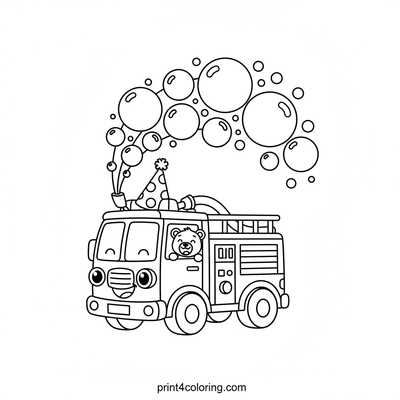 Silly Fire Truck Bubble Bash - free printable coloring page