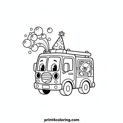 Silly Fire Truck Bubble Blast - free printable coloring page