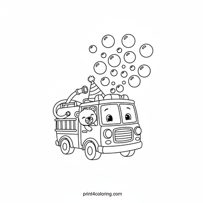 Silly Fire Truck Bubble Blast - free printable coloring page
