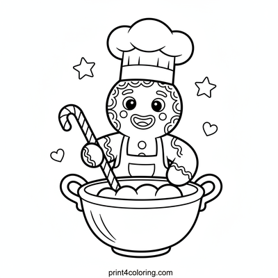 Silly Gingerbread Chef's Sweet Adventure - free printable coloring page