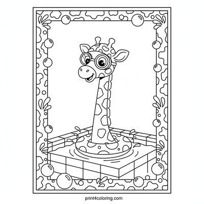 Giggles the Giraffe's First Swim Lesson - free printable coloring page