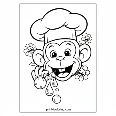 Silly Monkey's Giggle Potion Party - free printable coloring page