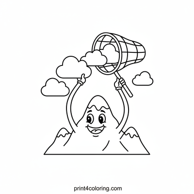 Silly Mountain's Cloud Catching Adventure - free printable coloring page