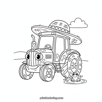 The Giggle-Worthy Muddy Tractor - free printable coloring page