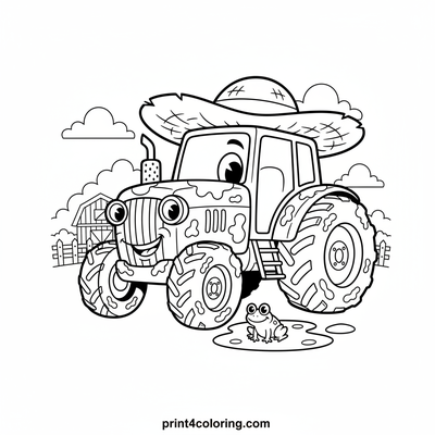 Silly Splish-Splash Tractor - free printable coloring page